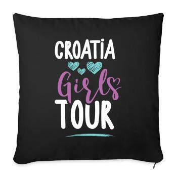 Tournée des filles en Croatie - Housse de coussin décorative 45 x 45 cm - noir - Devant