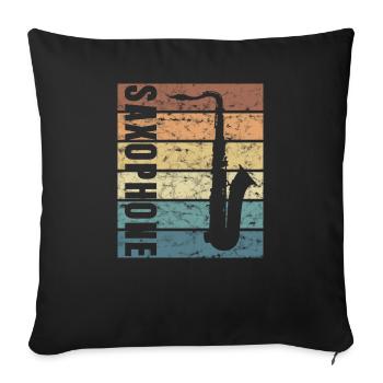 Jazz Saxophone Musician Woodwind Instrument - Sofa pillowcase 17,3'' x 17,3'' (45 x 45 cm) - black - Front