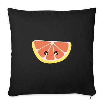 kawaii grapefruit - Sofa pillowcase 17,3'' x 17,3'' (45 x 45 cm) - black - Front