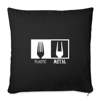 Plastique et métal, heavy metal, hard rock, fourche - Housse de coussin décorative 45 x 45 cm - noir - Devant