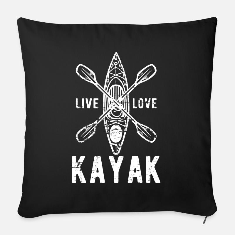 Kayakfahren Geschenk Lebe Liebe Kayak - Sofakissenbezug 45 x 45 cm - Schwarz