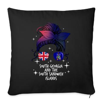 South Georgia and the South Sandwich Islands - Sofa pillowcase 17,3'' x 17,3'' (45 x 45 cm) - black - Front