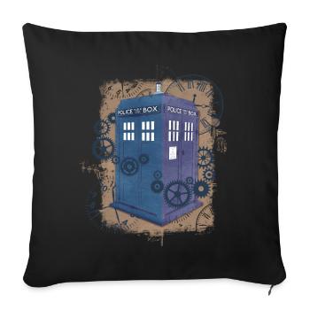Steampunk policebox - Housse de coussin décorative 45 x 45 cm - noir - Devant