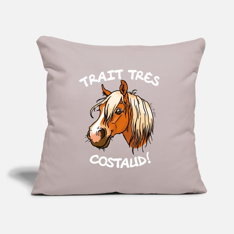 Cheval de trait comtois (texte blanc) Housse de coussin décorative 45 x 45 cm