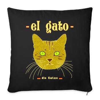 Le chat en espagnol - Housse de coussin décorative 45 x 45 cm - noir - Devant