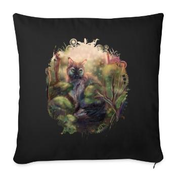 Chat sauvage dans la forêt - Housse de coussin décorative 45 x 45 cm - noir - Devant
