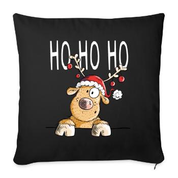 Ho Ho Ho Rentier - Rentiere - Ren - Geschenk - Sofakissenbezug 45 x 45 cm - Schwarz - Vorne