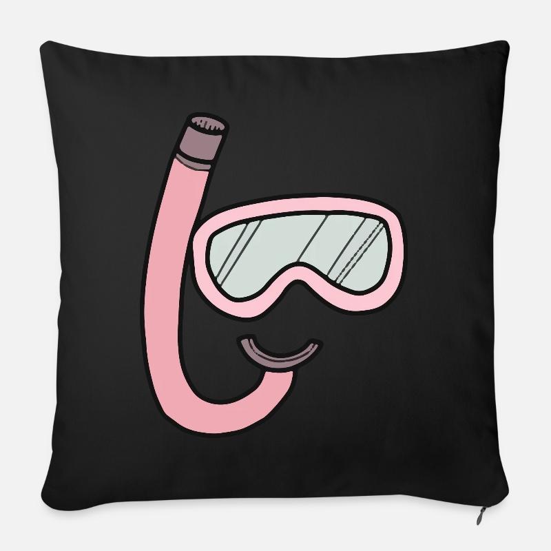 Lunettes de plongée et tubas - Housse de coussin décorative 45 x 45 cm - noir