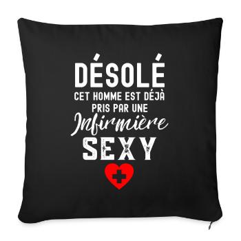 Cet homme est déjà pris par une infirmière sexy - Housse de coussin décorative 45 x 45 cm - noir - Devant