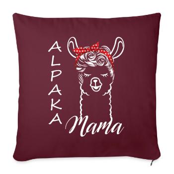 Alpaka Mama 60er Look - Sofakissenbezug 45 x 45 cm - Burgunderrot - Vorne