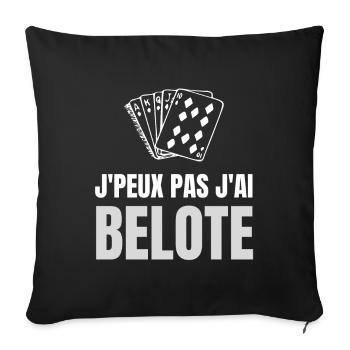T-shirt Humor Jeux de Cartes belote - Housse de coussin décorative 45 x 45 cm - noir - Devant