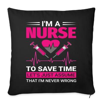 Infirmière - Housse de coussin décorative 45 x 45 cm - noir - Devant