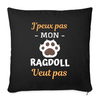 Race de chat ragdoll - Housse de coussin décorative 45 x 45 cm - noir - Devant