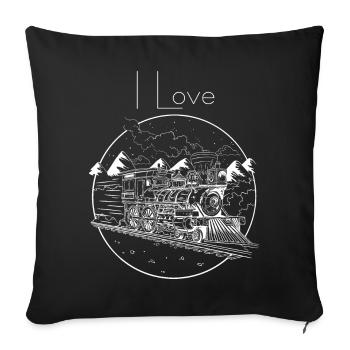 Steam train in winter magic - Sofa pillowcase 17,3'' x 17,3'' (45 x 45 cm) - black - Front