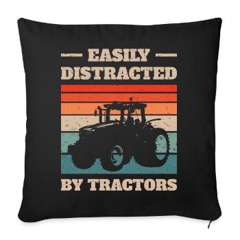 Facilement distrait par les tracteurs III - Housse de coussin décorative 45 x 45 cm - noir - Devant