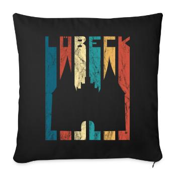 Lübeck Holstentor Retro Vintage Luebeck Gift - Sofa pillowcase 17,3'' x 17,3'' (45 x 45 cm) - black - Front