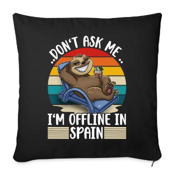 Spain Holiday Trip Sloth - Sofa pillowcase 17,3'' x 17,3'' (45 x 45 cm) - black - Front
