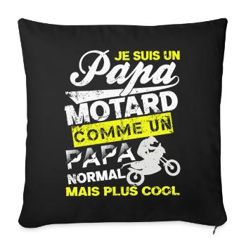 Papa Motard Audacieux - Housse de coussin décorative 45 x 45 cm - noir - Devant