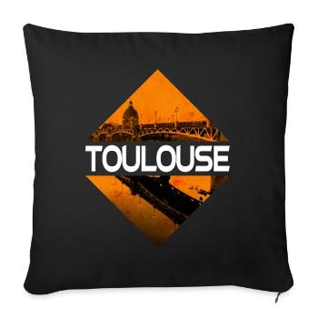 Toulouse France City Skyline Accueil Amour - Housse de coussin décorative 45 x 45 cm - noir - Devant