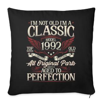 1992 Anniversaire Vintage Vintage Cadeau - Housse de coussin décorative 45 x 45 cm - noir - Devant