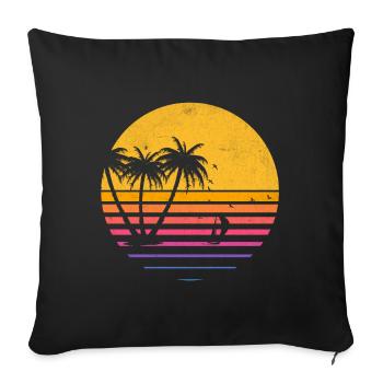 Plage été vacances palmiers 4 - Housse de coussin décorative 45 x 45 cm - noir - Devant