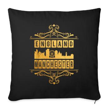 Manchester Angleterre UK City Skyline Gold Ornament - Housse de coussin décorative 45 x 45 cm - noir - Devant