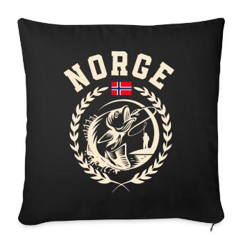 Norvège Pêche à la ligne Pêche - Housse de coussin décorative 45 x 45 cm - noir - Devant