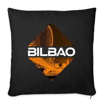 Bilbao Espagne Ville Skyline Accueil Amour Vacances - Housse de coussin décorative 45 x 45 cm - noir - Devant
