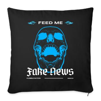 Nourrissez-moi de fausses nouvelles urbaines en bleu - Housse de coussin décorative 45 x 45 cm - noir - Devant