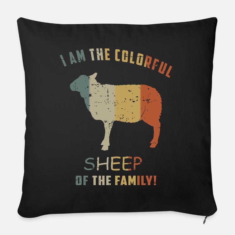 Je suis le mouton coloré de la famille - Housse de coussin décorative 45 x 45 cm - noir