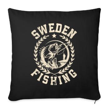 Sweden Fishing Angler Fishing Tour - Sofa pillowcase 17,3'' x 17,3'' (45 x 45 cm) - black - Front