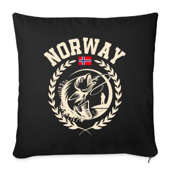 Norvège Pêche - Housse de coussin décorative 45 x 45 cm - noir - Devant