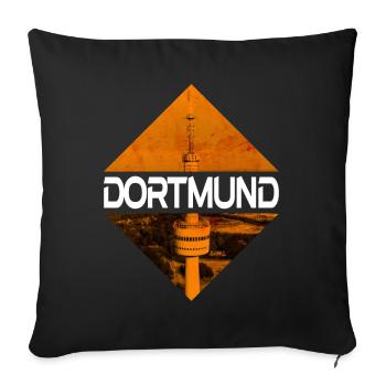 Dortmund Allemagne Ville Skyline Accueil Amour - Housse de coussin décorative 45 x 45 cm - noir - Devant