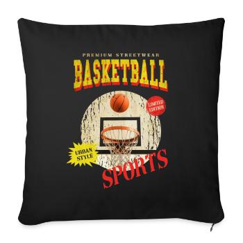 Basketball Basketballer Korb Dunking Sport Vintage - Sofakissenbezug 45 x 45 cm - Schwarz - Vorne