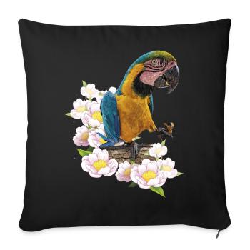 The blue and yellow macaw - Sofa pillowcase 17,3'' x 17,3'' (45 x 45 cm) - black - Front