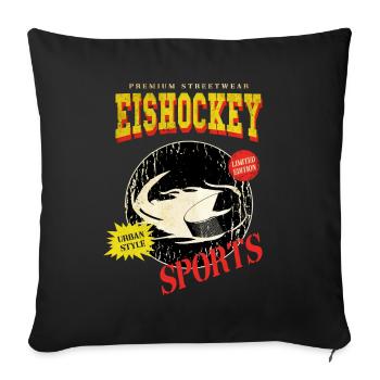 Ice Hockey Puck Ice Hockey Puck Vintage Retro - Sofa pillowcase 17,3'' x 17,3'' (45 x 45 cm) - black - Front