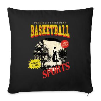 Basketteur Basketteur Dunking Sport Vintage - Housse de coussin décorative 45 x 45 cm - noir - Devant