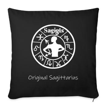 Zodiac sign Sagittarius 001 white - Sofa pillowcase 17,3'' x 17,3'' (45 x 45 cm) - black - Front