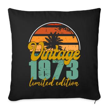 Vintage, 1973, 52e anniversaire, idée cadeau - Housse de coussin décorative 45 x 45 cm - noir - Devant