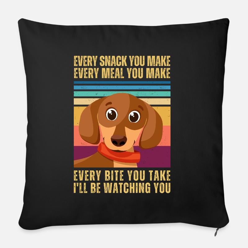 REGARDER DACHSHUND - Housse de coussin décorative 45 x 45 cm - noir