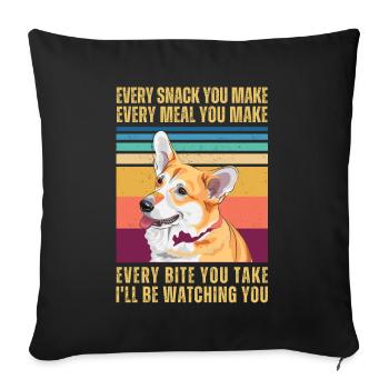 WATCHING CORGI - Sofa pillowcase 17,3'' x 17,3'' (45 x 45 cm) - black - Front