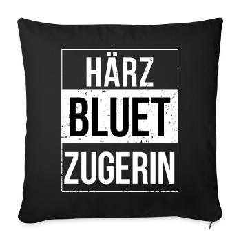 Härzbluetzug in the canton of Zug - Sofa pillowcase 17,3'' x 17,3'' (45 x 45 cm) - black - Front