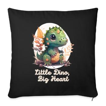 Little Dino Big Heart - Sofa pillowcase 17,3'' x 17,3'' (45 x 45 cm) - black - Front