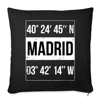 Koordinaten Madrid Spanien - Sofakissenbezug 45 x 45 cm - Schwarz - Vorne