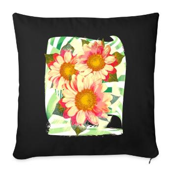 Blumen Blume - Sofakissenbezug 45 x 45 cm - Schwarz - Vorne