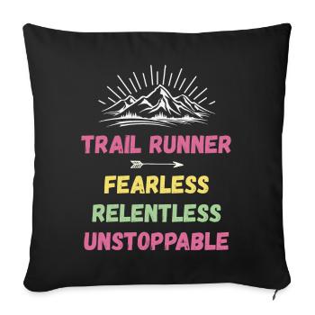 Coureur de trail - Intrépide. Implacable. Imparable. - Housse de coussin décorative 45 x 45 cm - noir - Devant