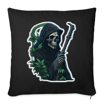 Grim Reaper with grass - Sofa pillowcase 17,3'' x 17,3'' (45 x 45 cm) - black - Front
