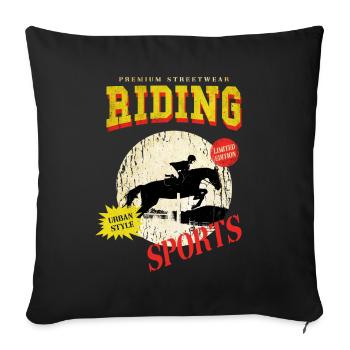 Riding Horse Rider Jumping Sport Vintage Retro - Sofa pillowcase 17,3'' x 17,3'' (45 x 45 cm) - black - Front
