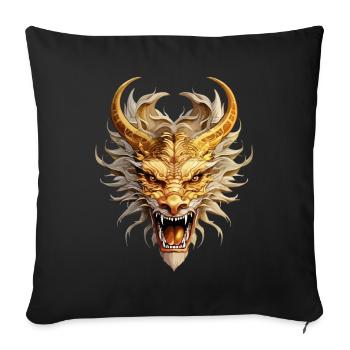Dragon Or Fantaisie Mysticisme Magique Créature Animal - Housse de coussin décorative 45 x 45 cm - noir - Devant