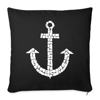 Anchor mosaic white maritime captain symbol hope - Sofa pillowcase 17,3'' x 17,3'' (45 x 45 cm) - black - Front